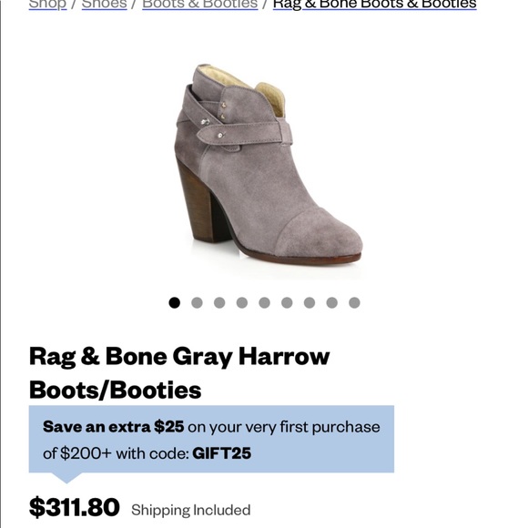 Rag & Bone Harrow Booties in Gray Suede, sz 41 - Picture 5 of 10